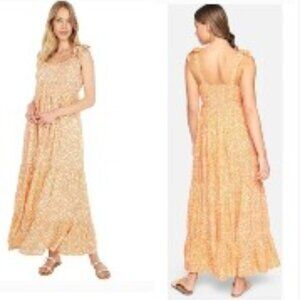 Hurley Tiered Maxi Dress Women's M Yellow Melon 🆕⌚📦🏃💨🚚